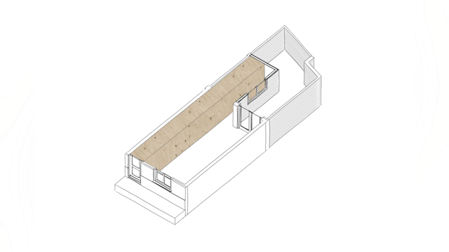 Axonometrie concept Hofjeswoning Mallemolen in Den Haag door Bláha architecture+design