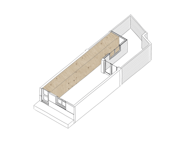 Axonometrie concept Hofjeswoning Mallemolen in Den Haag door Bláha architecture+design