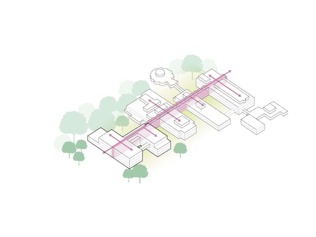 Heldere structuur - corridor. Beeld door EGM architecten