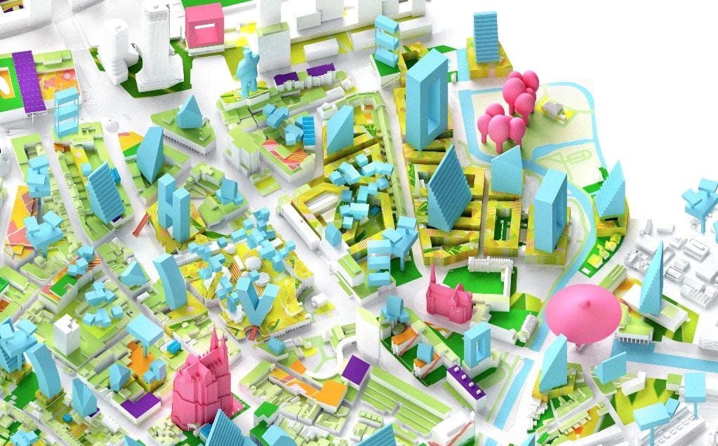 De verdichtingsvisie voor de binnenstad werd ontwikkeld door de gemeente in samenwerking met supervisor Winy Maas en MVRDV. Beeld MVRDV