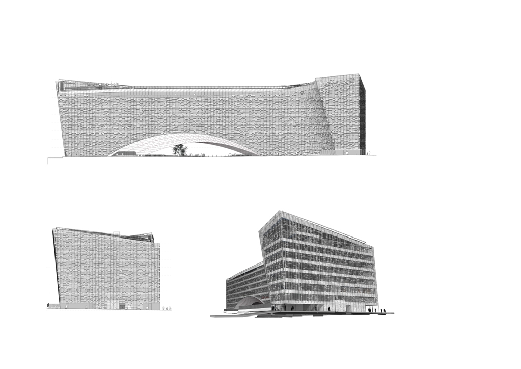 Tekening hoofdkantoor Le Monde Group door Snøhetta. Beeld Snøhetta