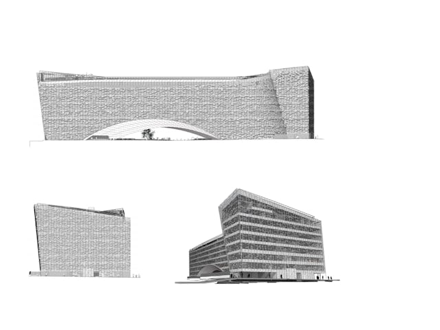 Tekening hoofdkantoor Le Monde Group door Snøhetta. Beeld Snøhetta