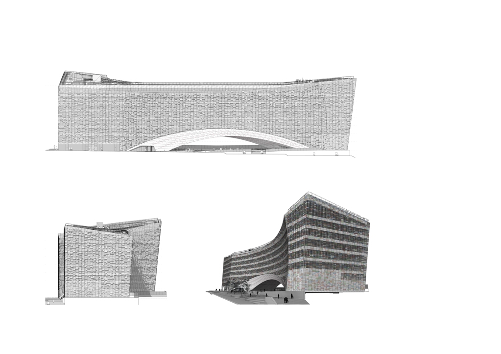 Tekening hoofdkantoor Le Monde Group door Snøhetta. Beeld Snøhetta