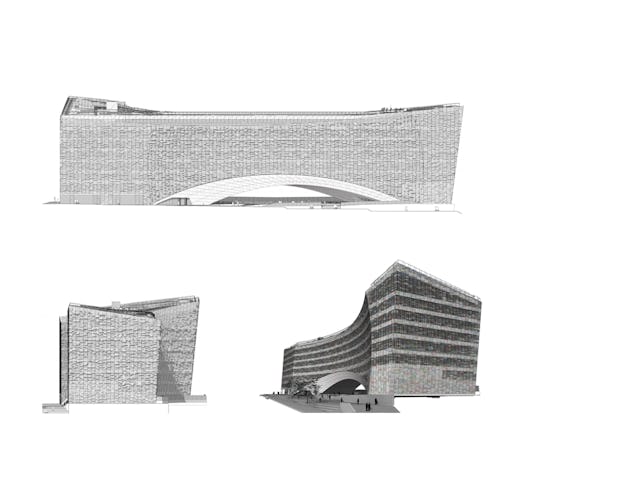 Tekening hoofdkantoor Le Monde Group door Snøhetta. Beeld Snøhetta