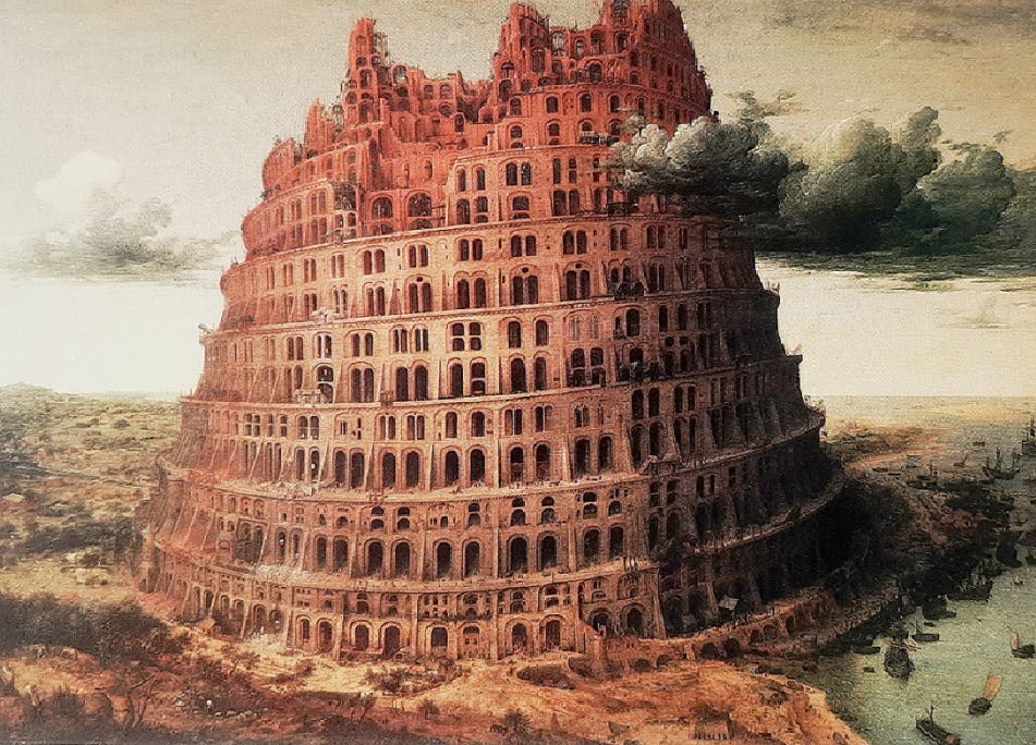 Kunstwerk: Pieter Bruegel de Oude, De toren van Babel. Gezien in Museum Boymans van Beuningen, Rotterdam, mei 2005