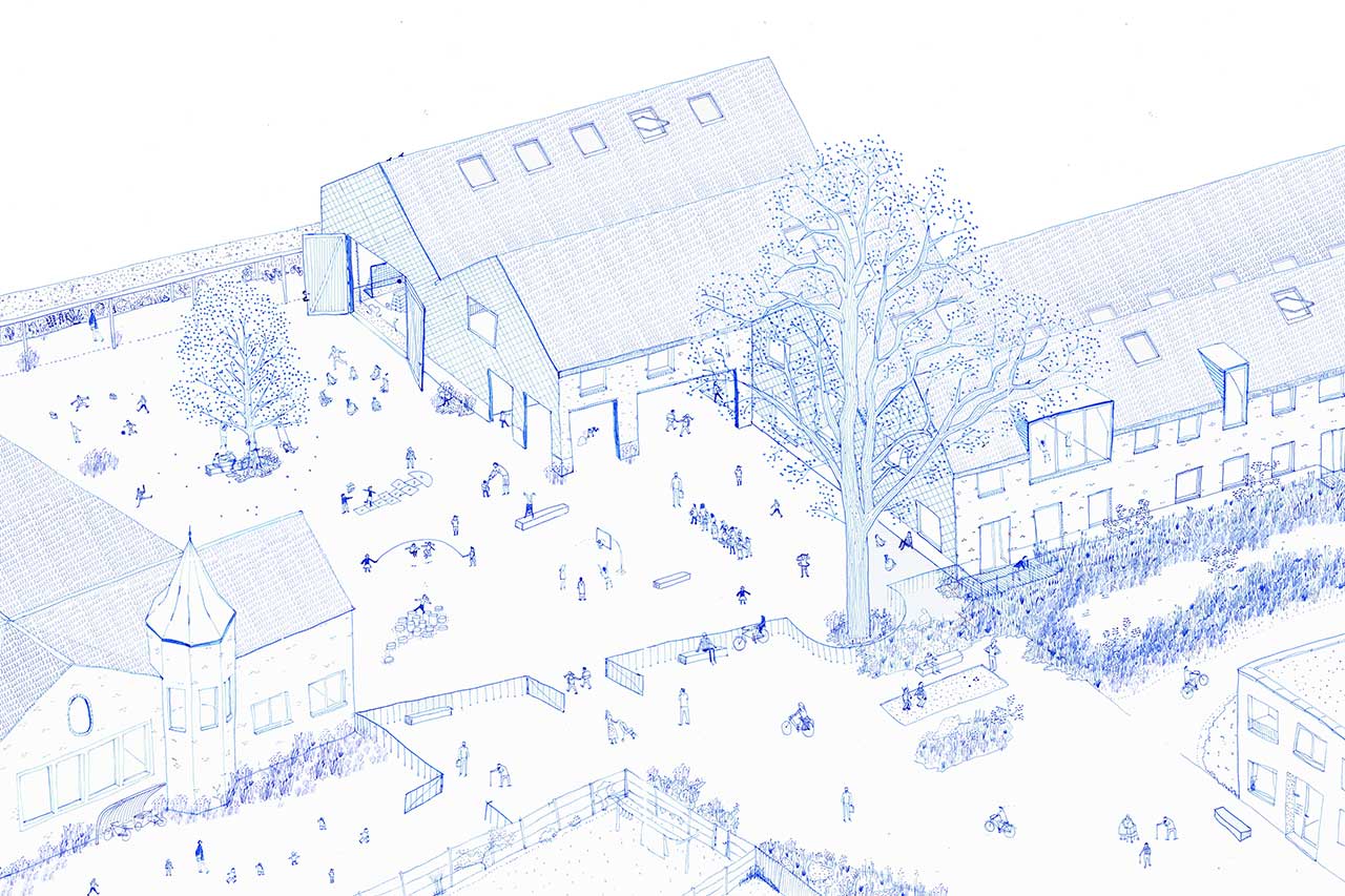 Schetsontwerp Open Oproep Basisschool de Linde in Zarren (Kortemark) door FELT architecture & design