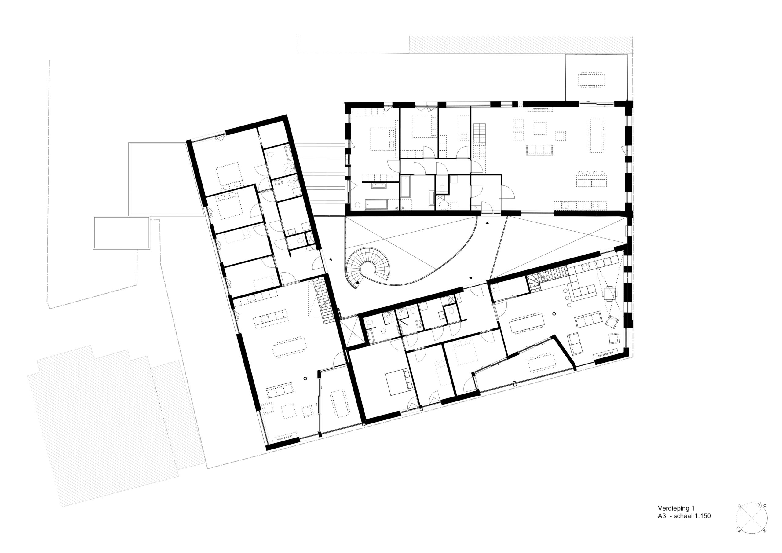 Stadhoudershof Schiedam Stats Architecten, 1e etage