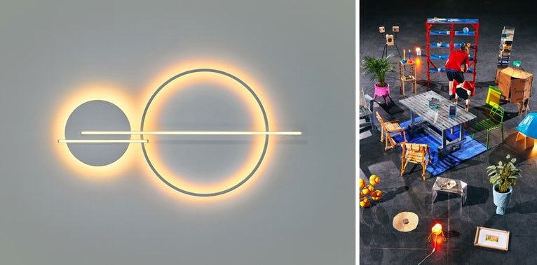 Links werk van: Aptum Lighting, Rechts: Teun Zwets