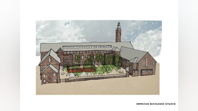 Schets bestaande situatie van de transformatie van het Vossius Gymnasium in Amsterdam door Marlies Rohmer Architecture & Urbanism