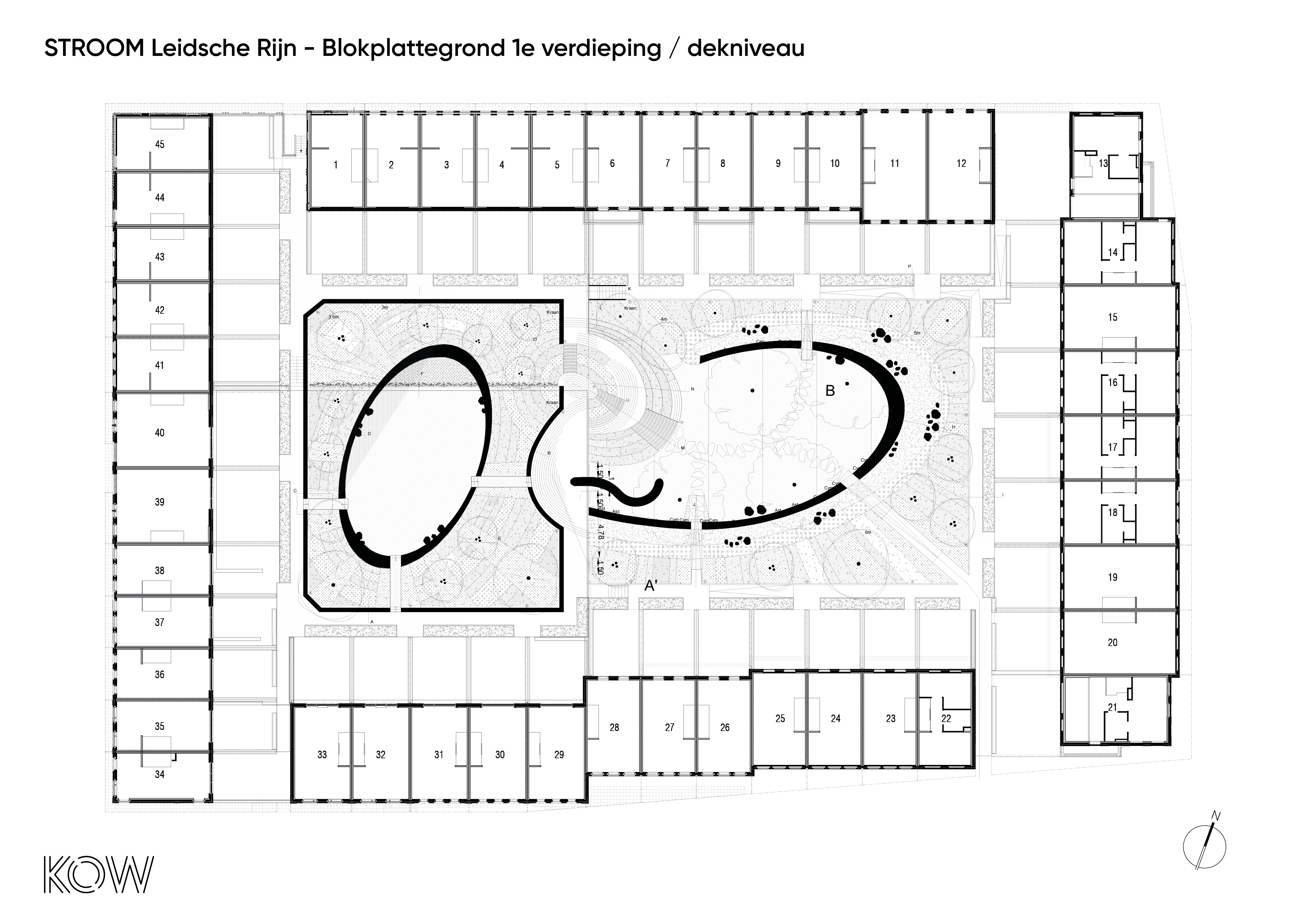 Blokplattegrond 1e verdieping