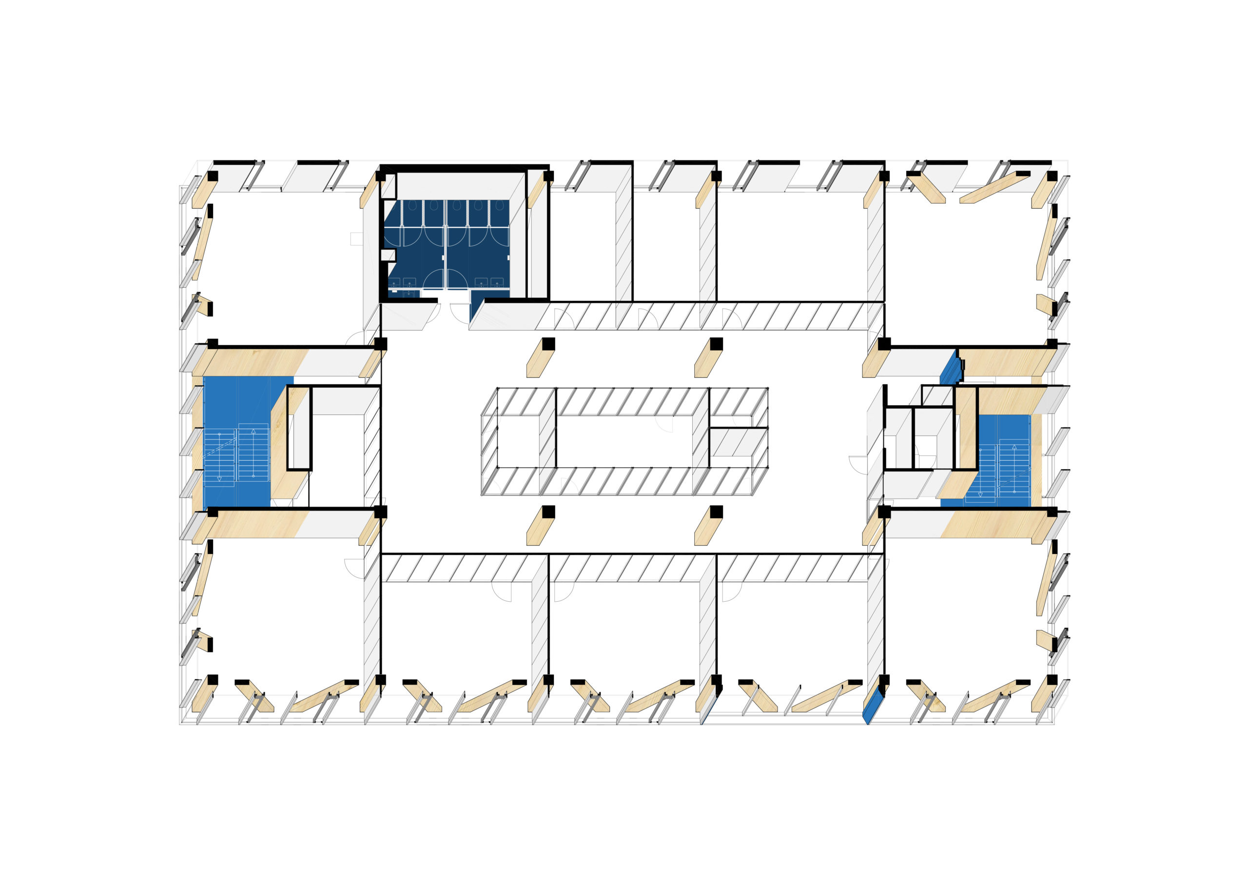 Plattegrond derde verdieping KW1C Nieuwe Architecten