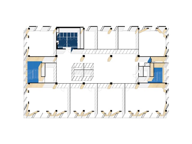 Plattegrond vierde verdieping KW1C Nieuwe  Architecten