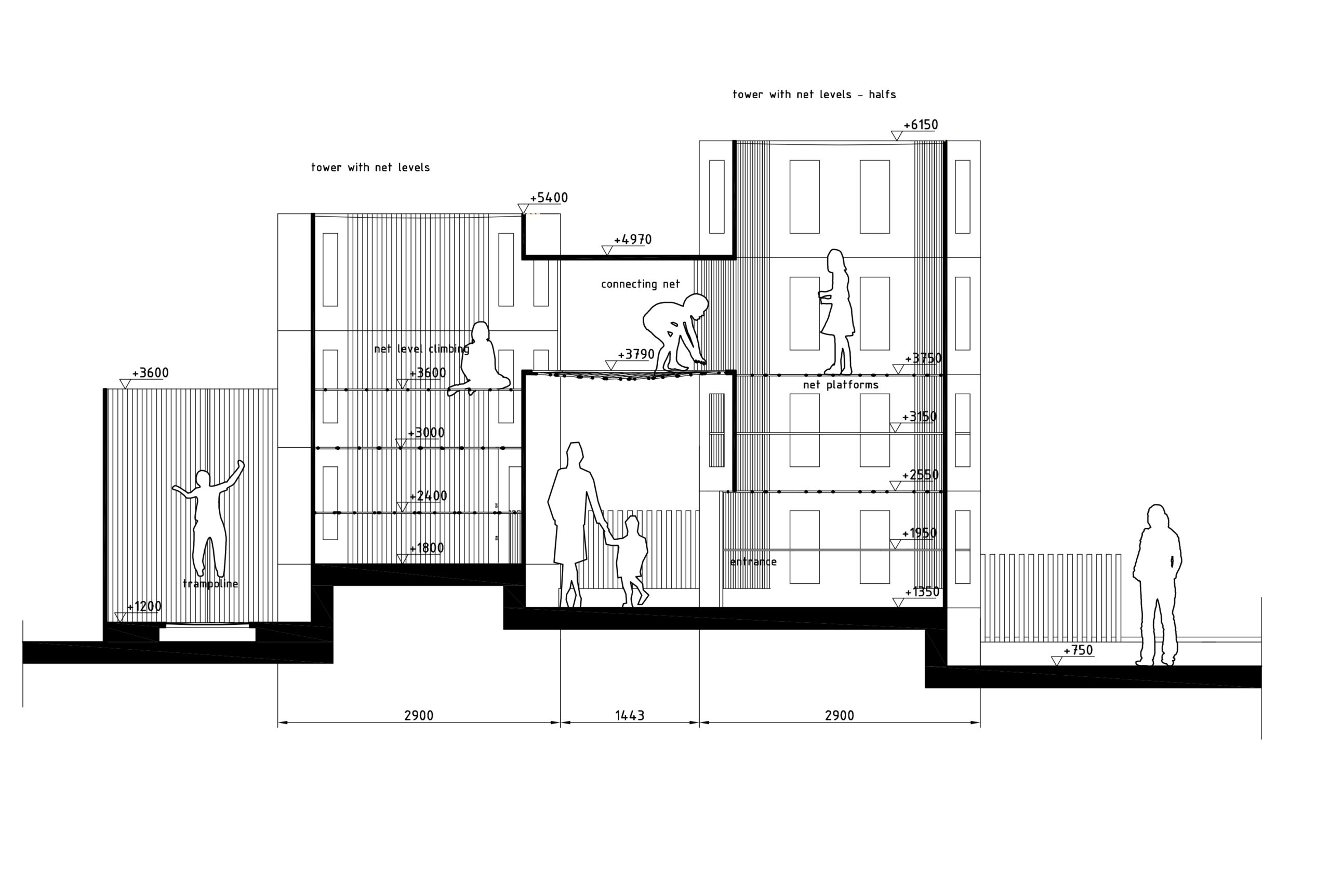 Sectie netten, klimtorens. Beeld Carve-Serravalle Designer Outlet