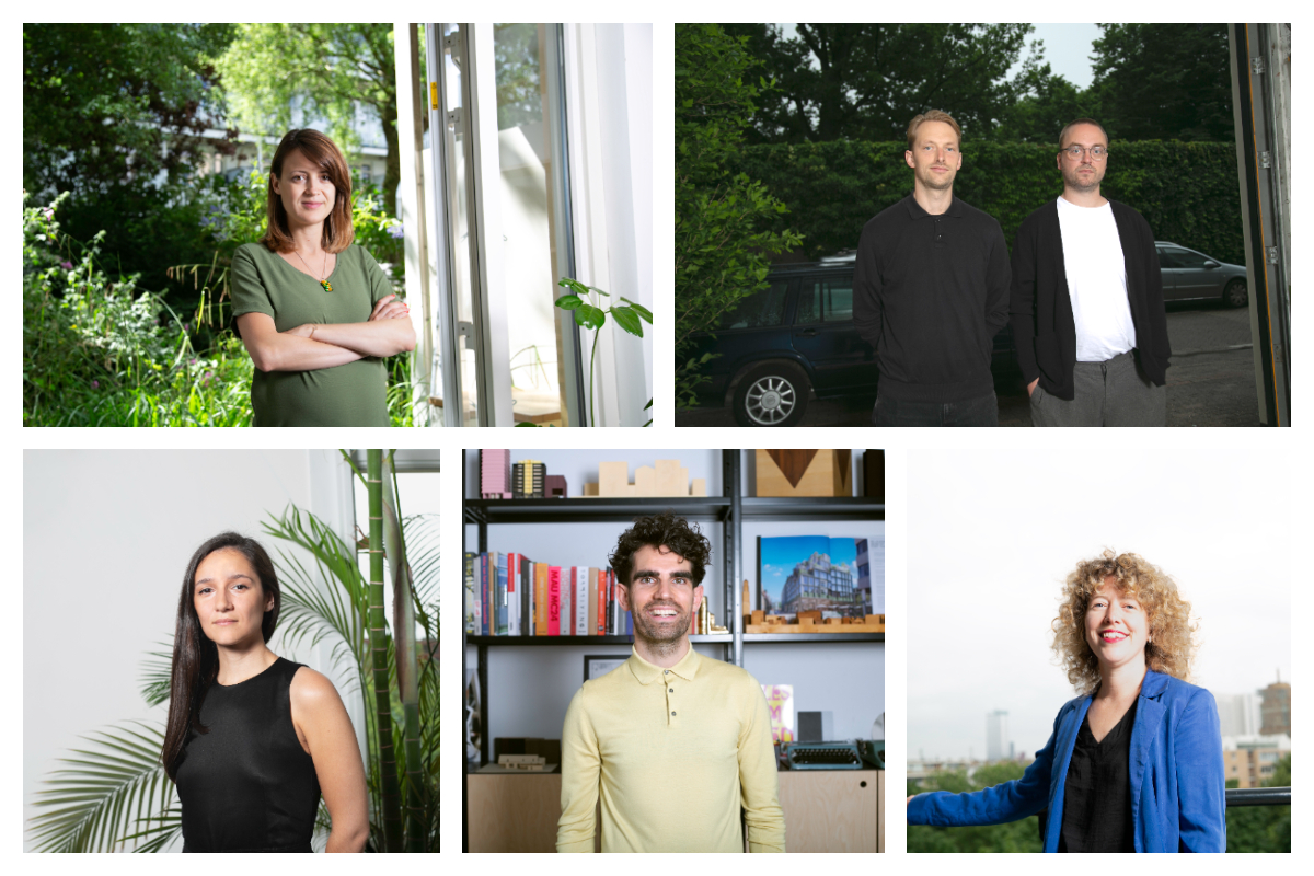 Met de klok mee: Mira Nekova, Tjerk de Boer en Benjamin Groothuijse, Nina Ravestein, Frank Loer en Dani Mileo