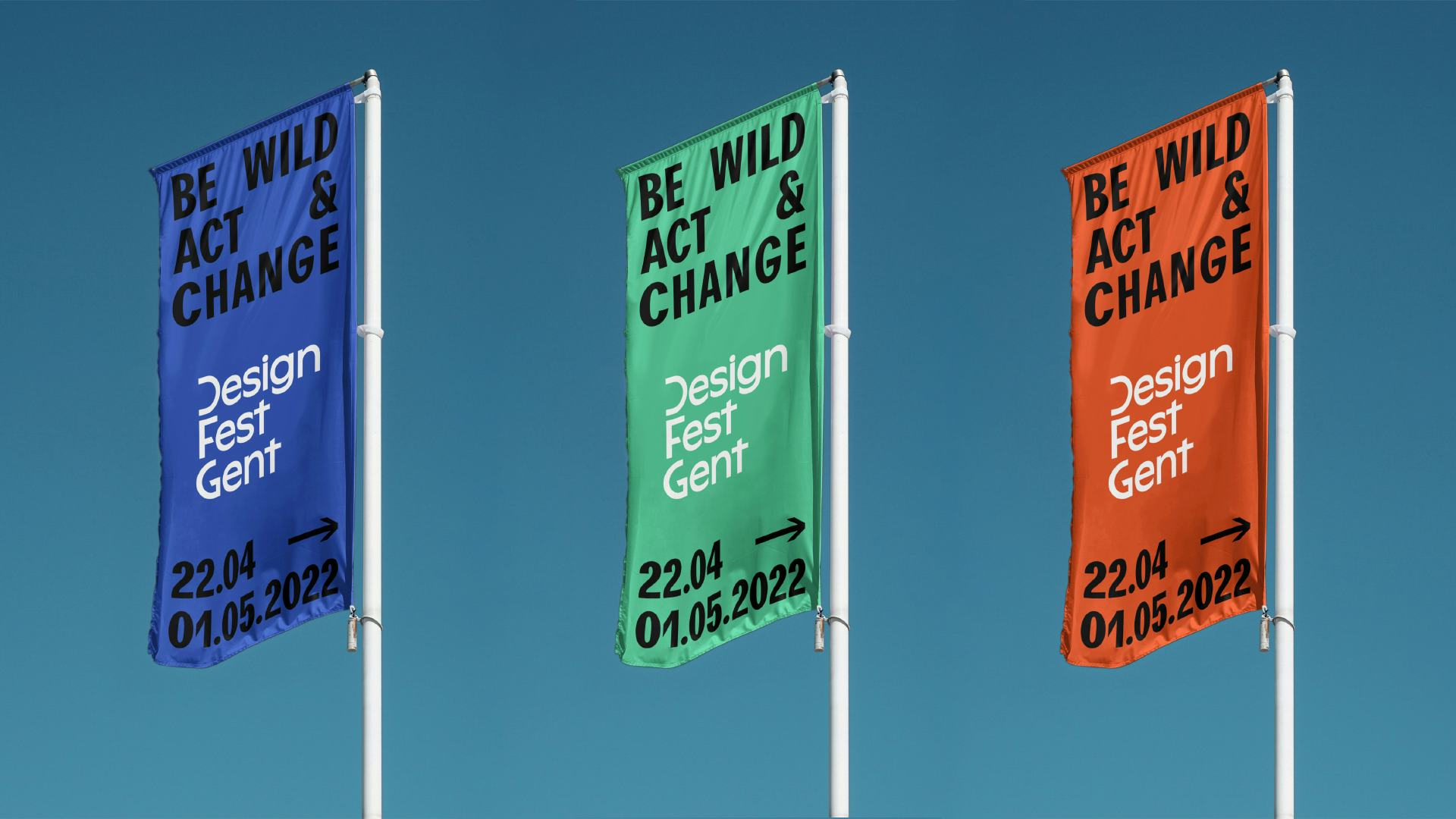 De vlaggen van Design Fest Gent. Beeld Design Fest Gent