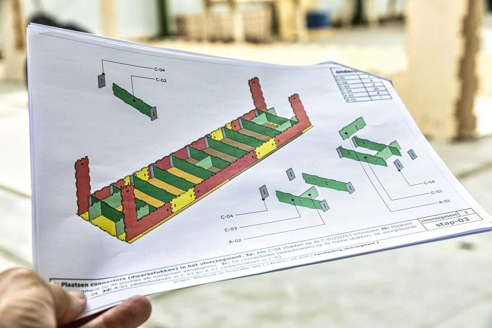 Sorteren wikihouse kavel 5. Foto's proces & bouw van project WikiHouse de Stripmaker/ WikiHouseNL= open source