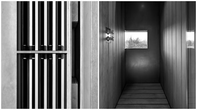 Links berging vloerdelen voor bed en bad. Rechts douche. Beeld Jorrit 't Hoen.