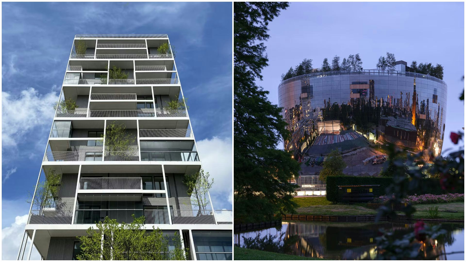 Links Stories door Olaf Gisper Architects en rechts het Depot Boijmans van Beuningen door MVRDV. Beeld Ossip