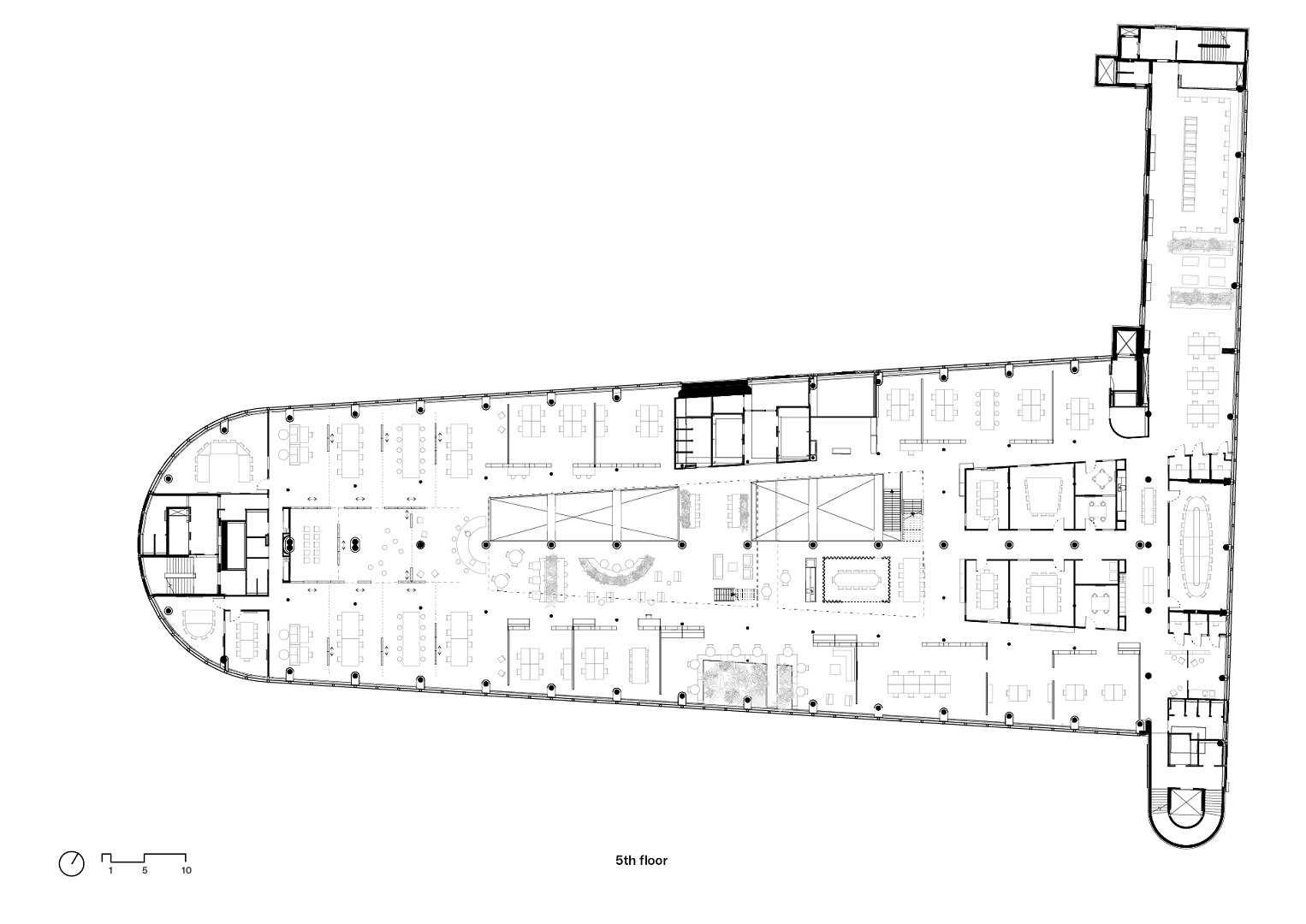 Plattegrond 5e verdieping. Tekening KCAP  + Kraaijvanger Architects