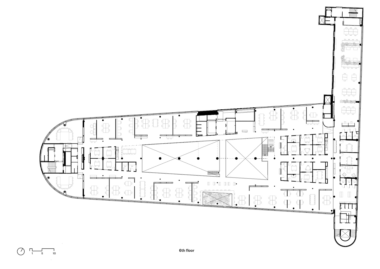 Plattegrond 6e verdieping. Tekening KCAP  + Kraaijvanger Architects
