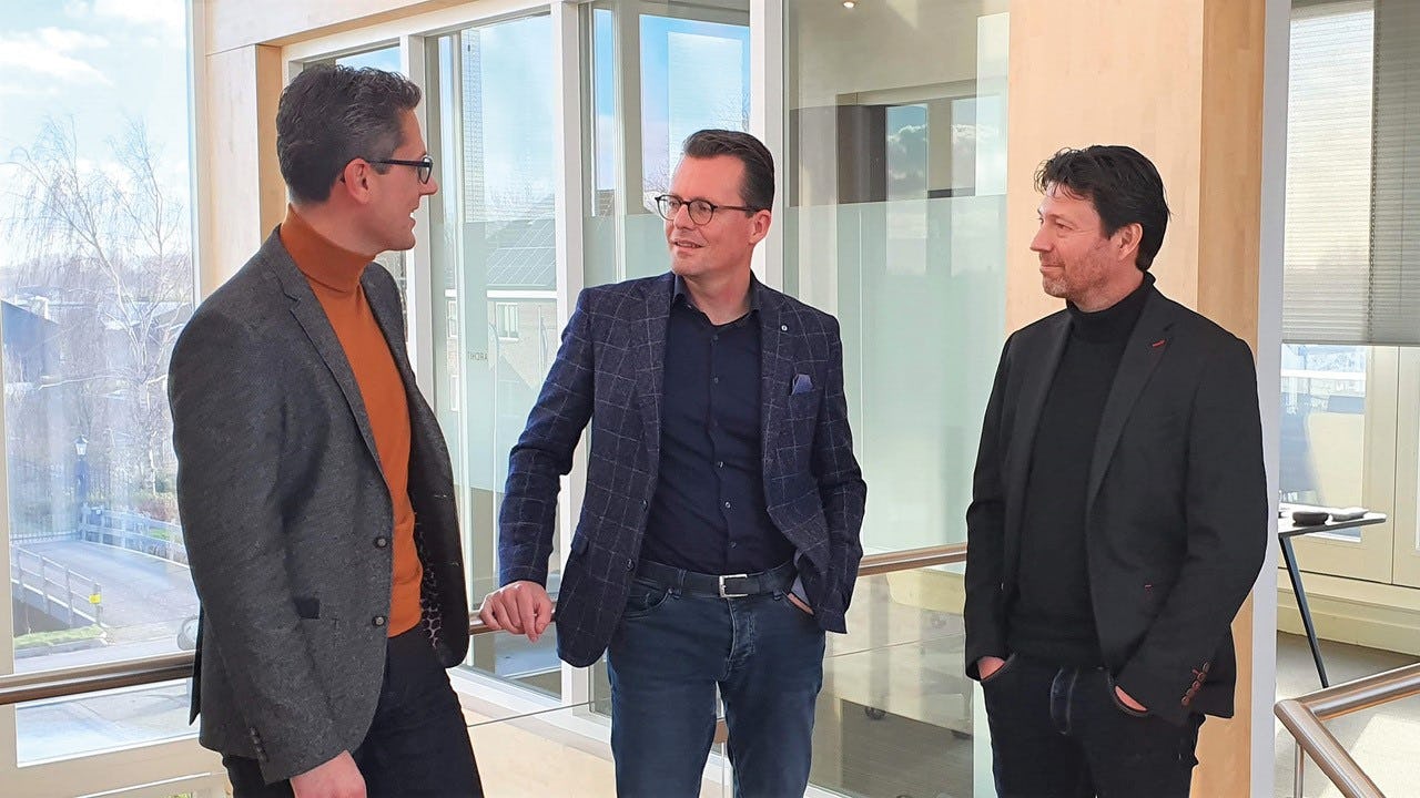 V.l.n.r. Wouter-Jan van Wezel, Jan Houweling en Marco Moretti. Beeld Houweling Architecten