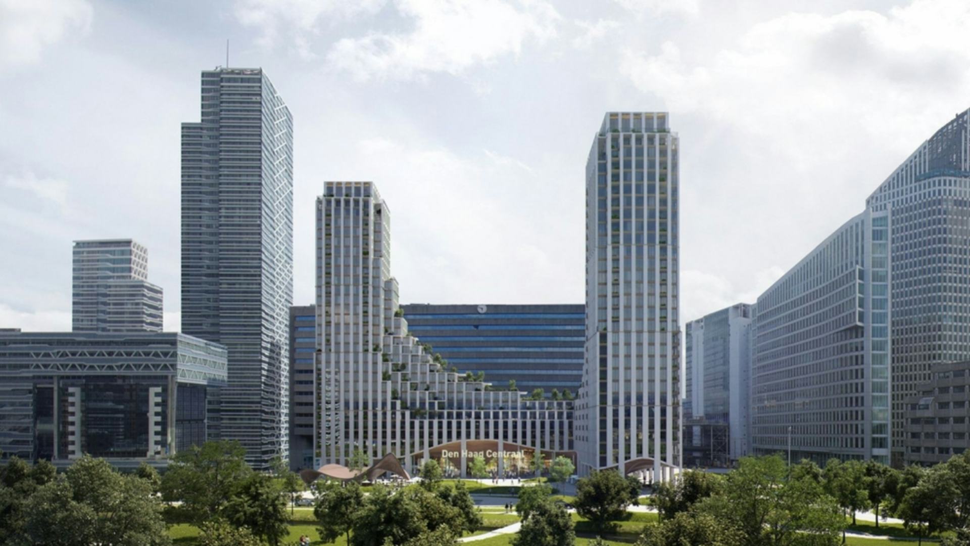 De torens op het Koningin Julianaplein in Den Haag worden eindelijk gebouwd. Beeld Gemeente Den Haag via Omroep West
