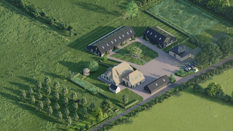 Impressie van toekomstig BuitenDelen in Lettele.  ‘Impressie BuitenDelen’ door Marten Ontwerpt en Woonpioniers (bron: Mensink Bouwbedrijf)