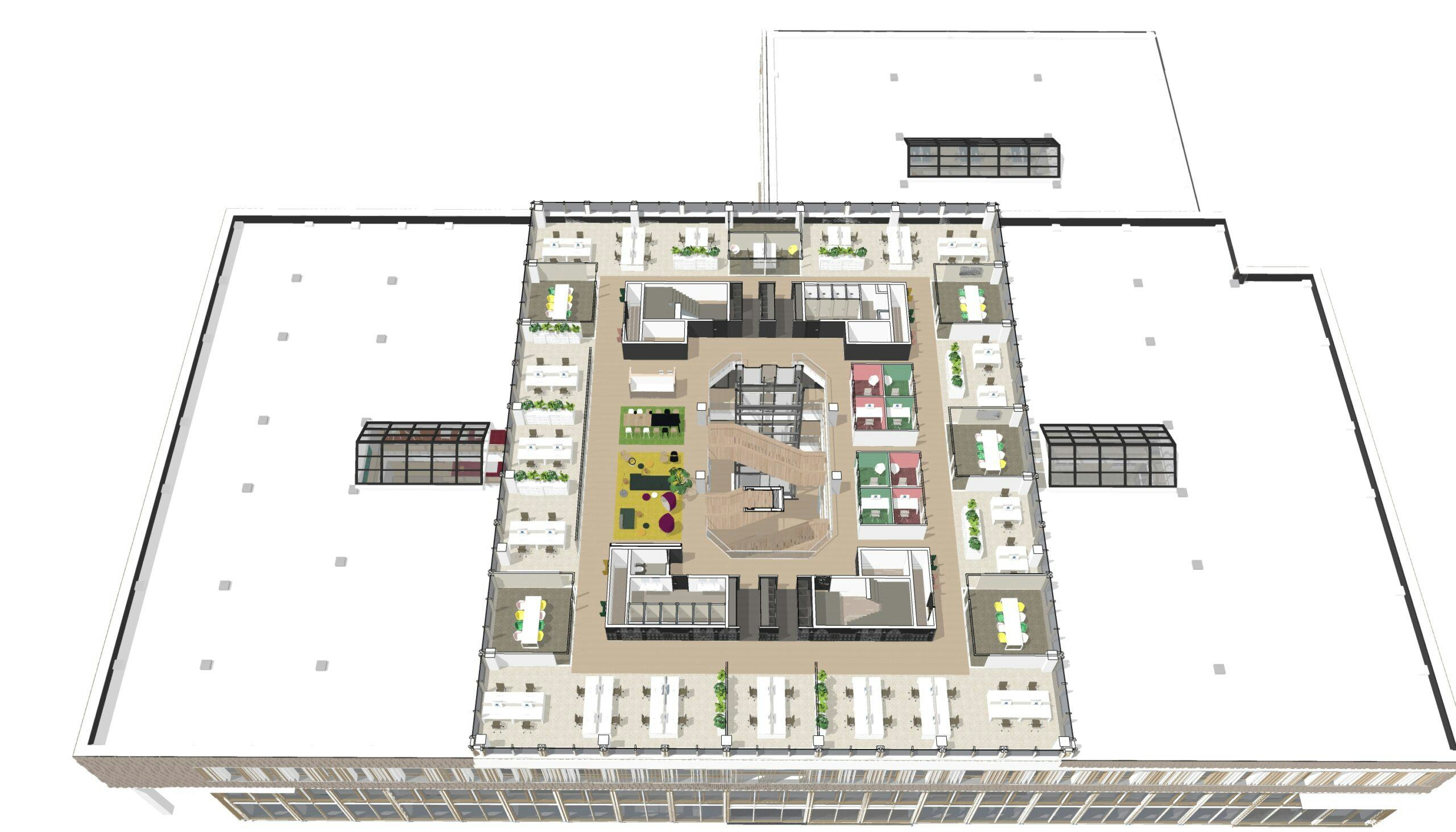 Werkconcept bovenaanzicht 3e verdieping