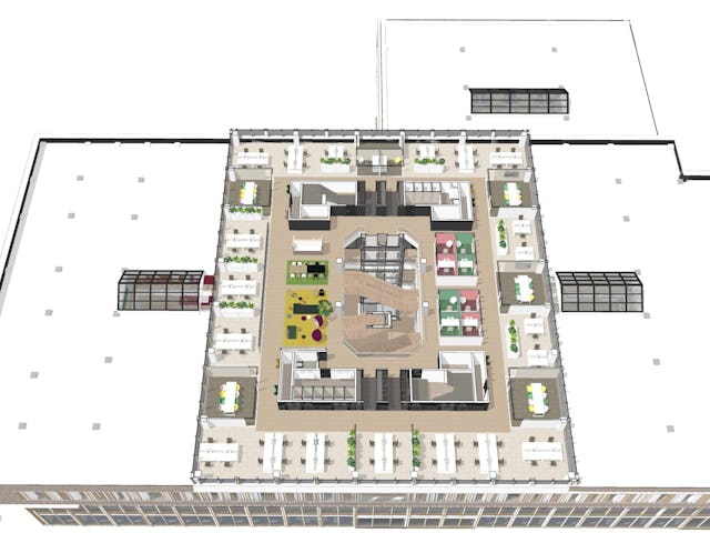 Werkconcept bovenaanzicht 3e verdieping