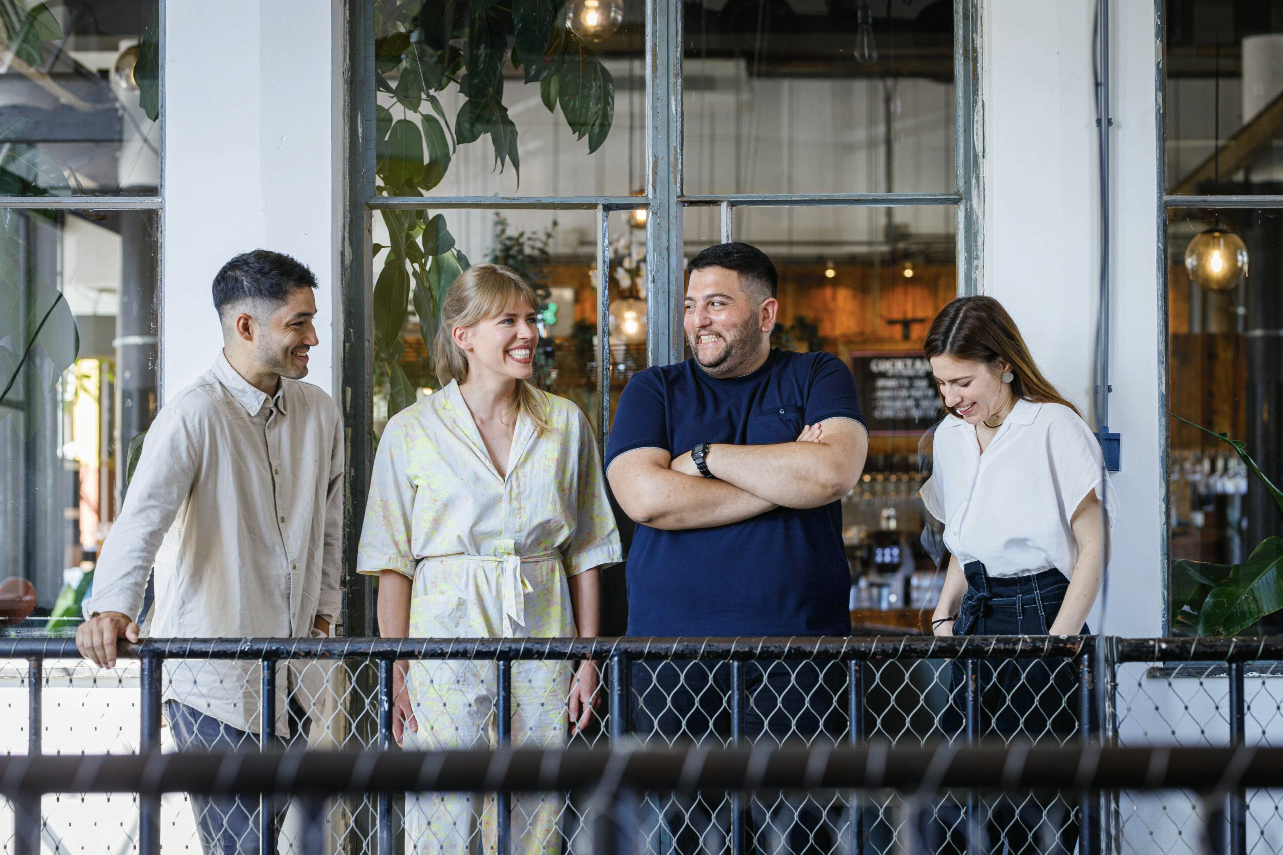 Mor Studio. V.l.n.r. Kosmas Spanidis, Anna Tsagkalou, Francisco Munoz en Margot Holländer. Beeld David Meulenbeld