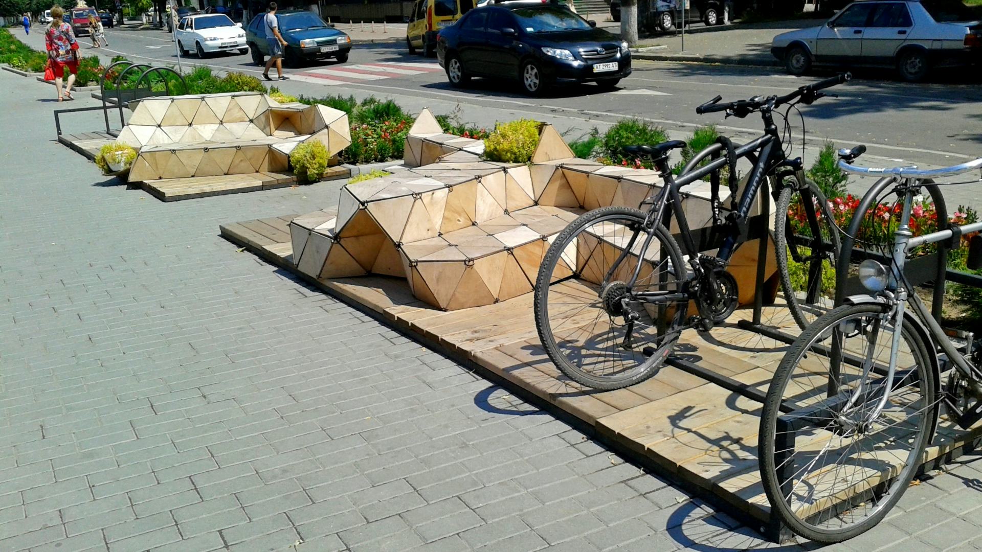 Voorbeeld van een parklet