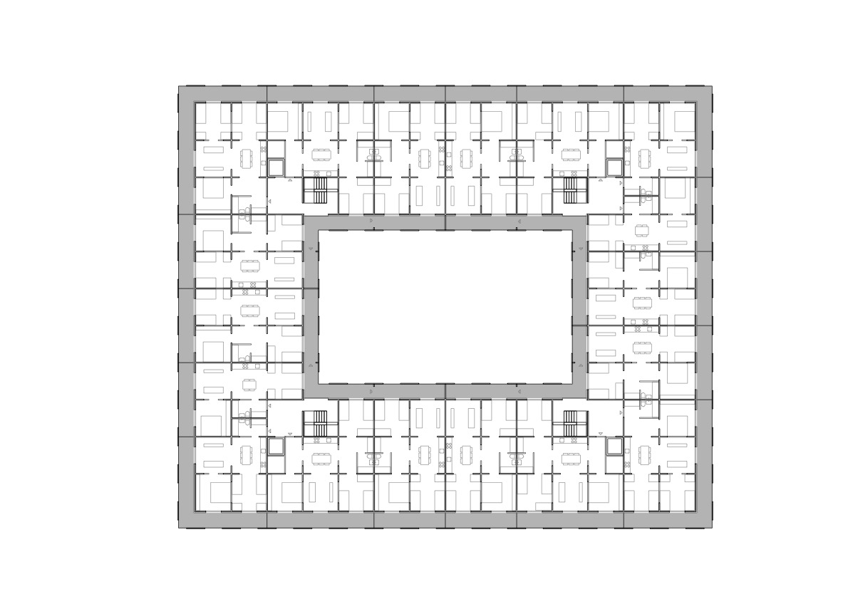 Plattegrond sociale huurwoningen, Barcelona, door Peris + Toral Arquitectes.