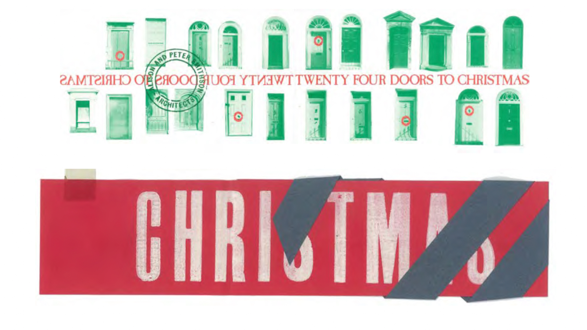 Collage van twee kerstkaarten door Alison Smithson. Beeld Van Eesteren Museum