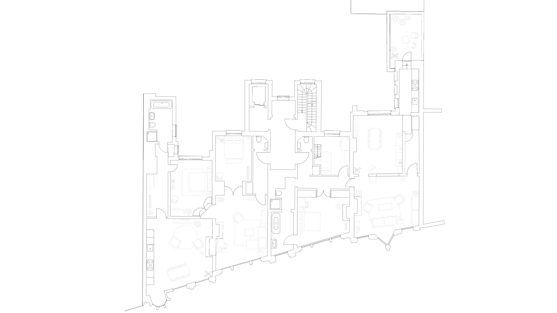 Plattegrond van het transformatieproject in Antwerpen door Bovenbouw architecten