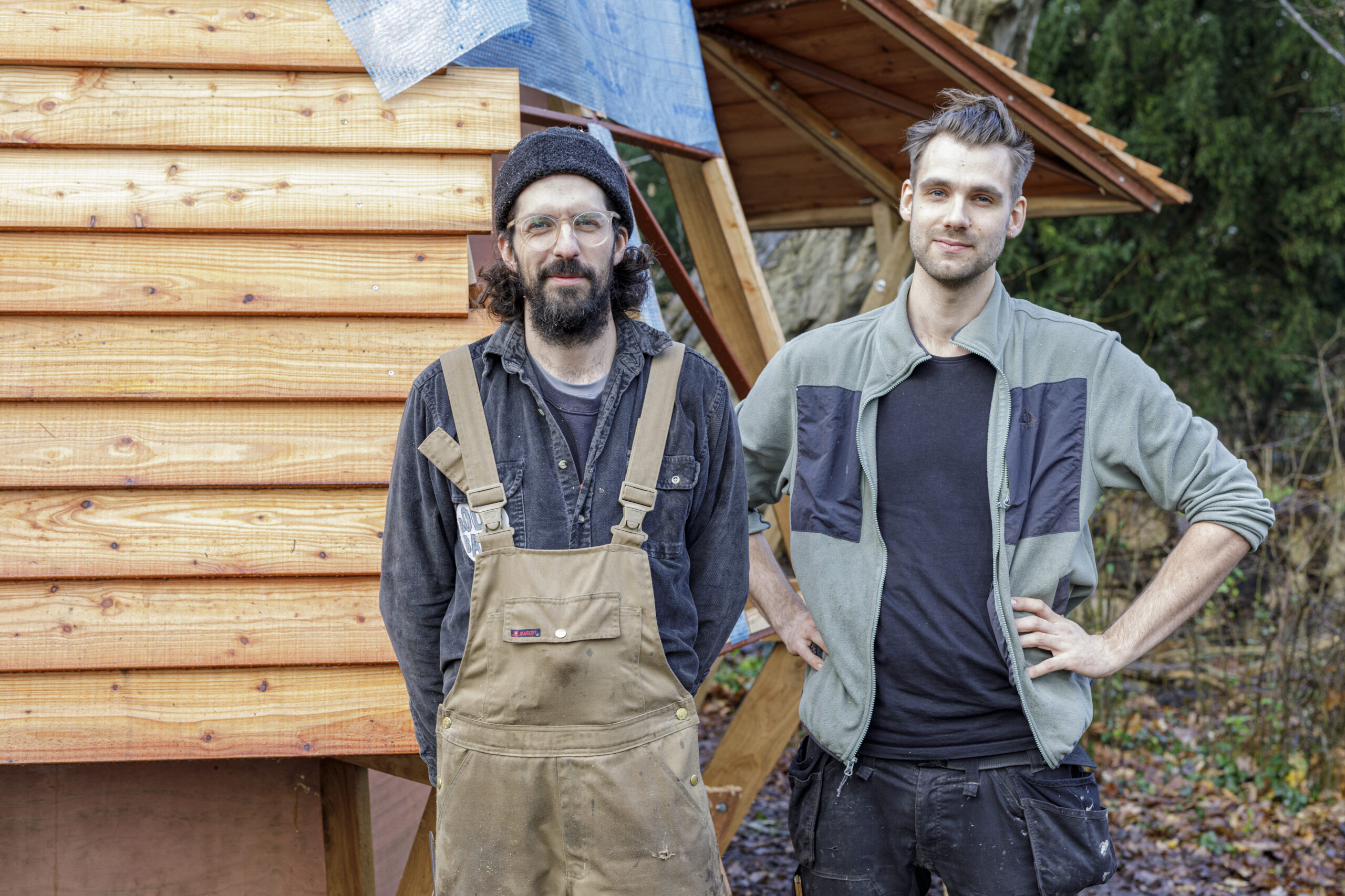 Laurens van der Wal en Sebastiaan van Kints op de bouwplaats. Foto Luuk Smits