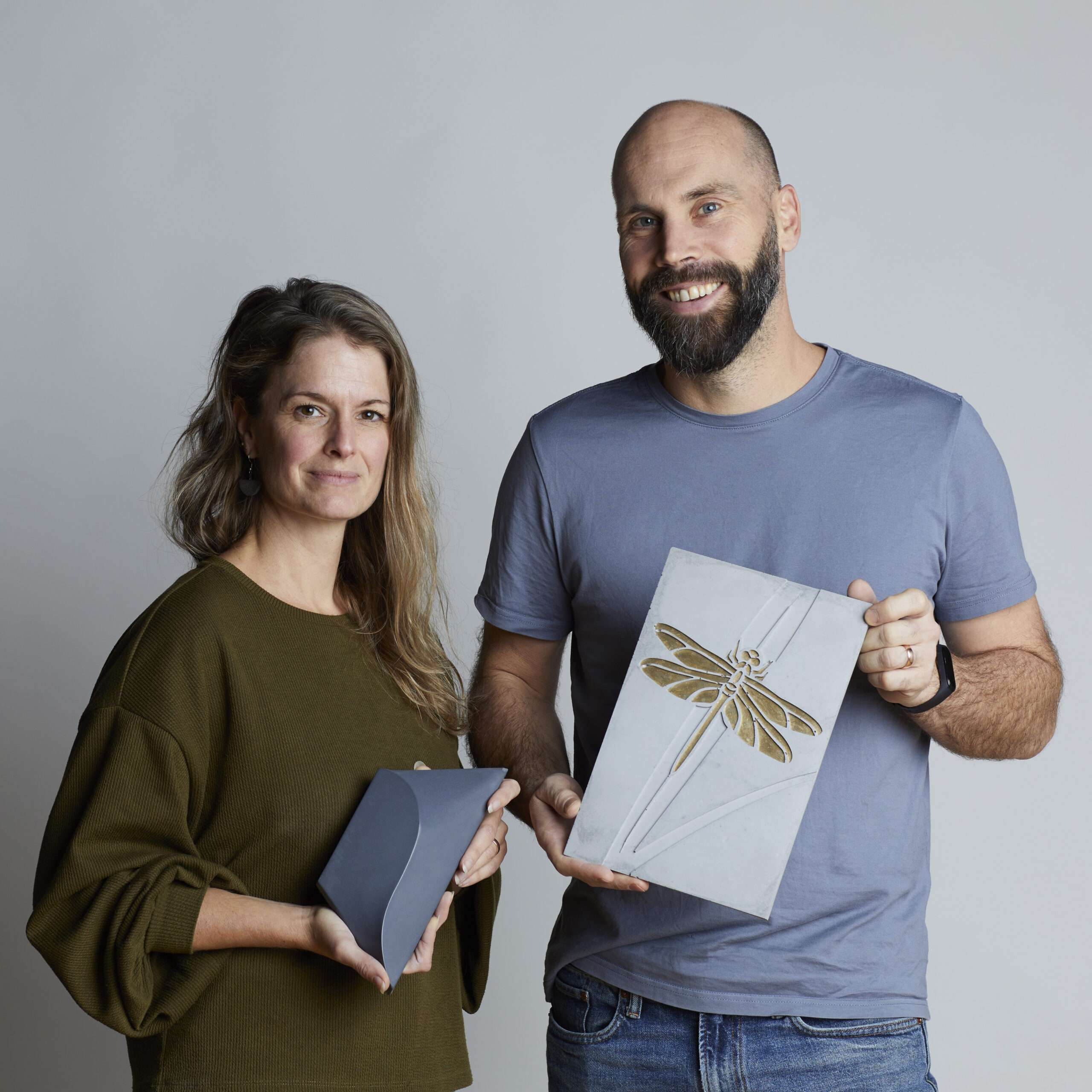 Ontwerperskoppel Marjolein en Jan-Paul Deurloo. Beeld Novel Grey 