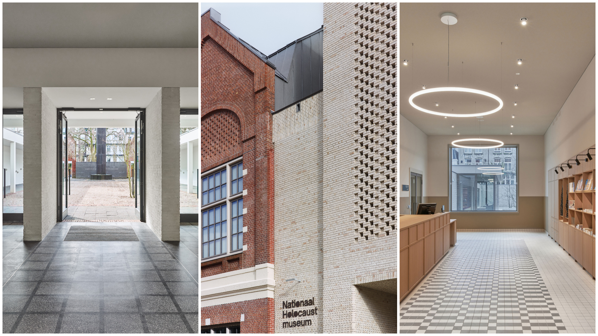 Het Holocaustmuseum en de Hollandse Schouwburg in Amsterdam door Office Winhow. Beeld links en midden Stefan Müller, rechts Max Hart Nibbrig