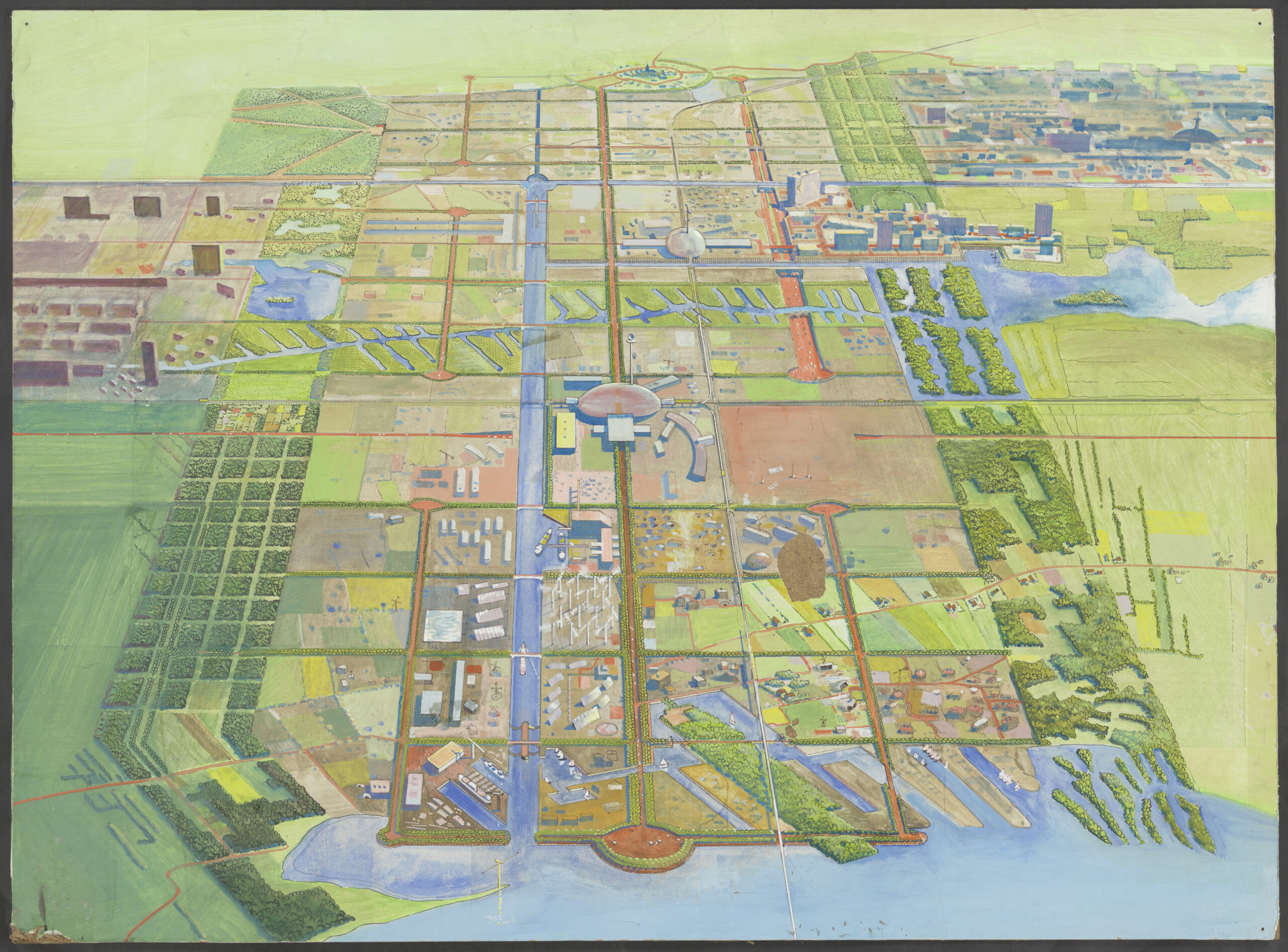 Luchtaanzicht van Fivelgo. Beeld Collectie Nieuwe Instituut NNAO_514.5