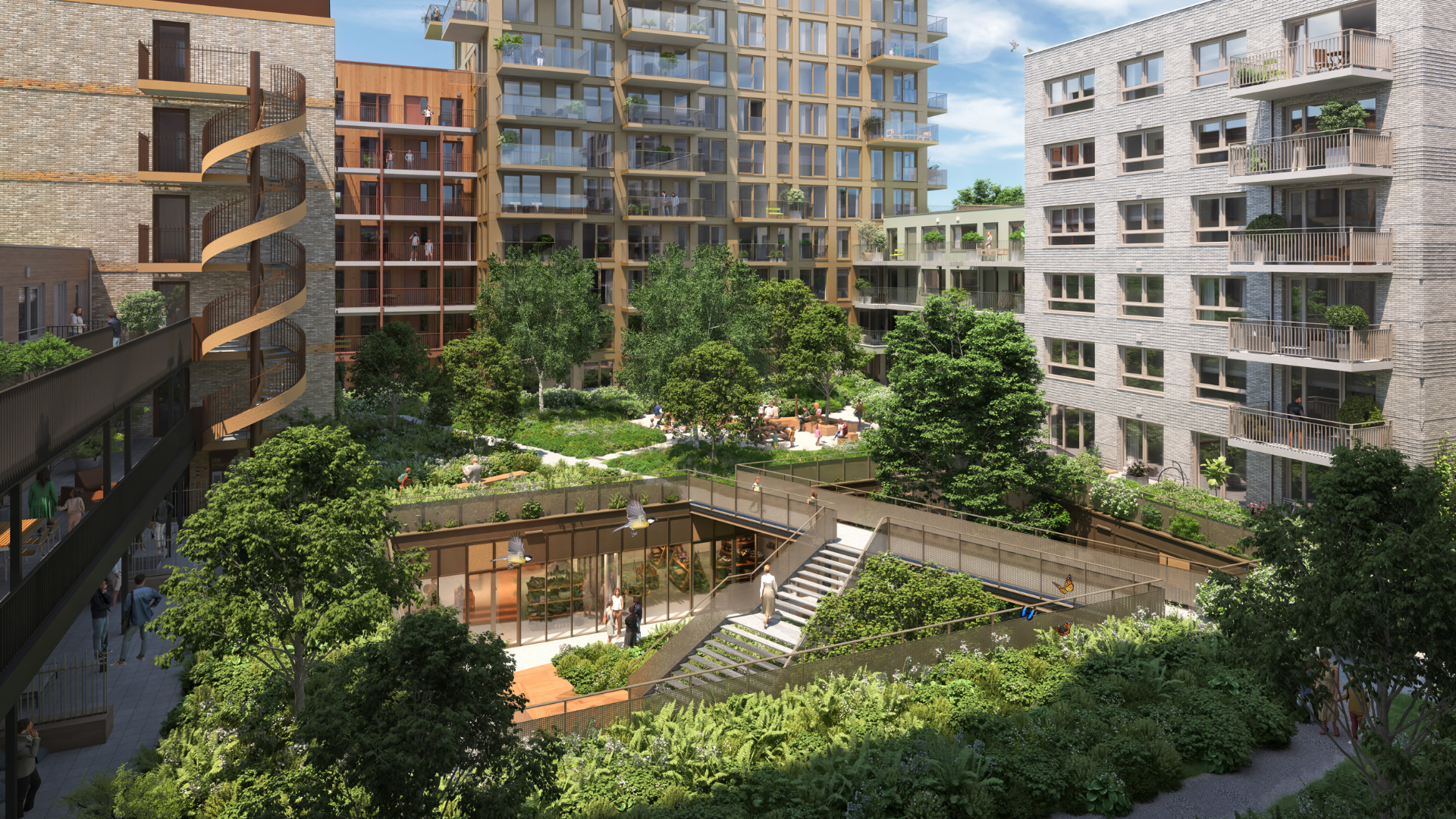 Ontwerp voor woningblok Merwede met binnentuin. Beeld  Zes x Zes