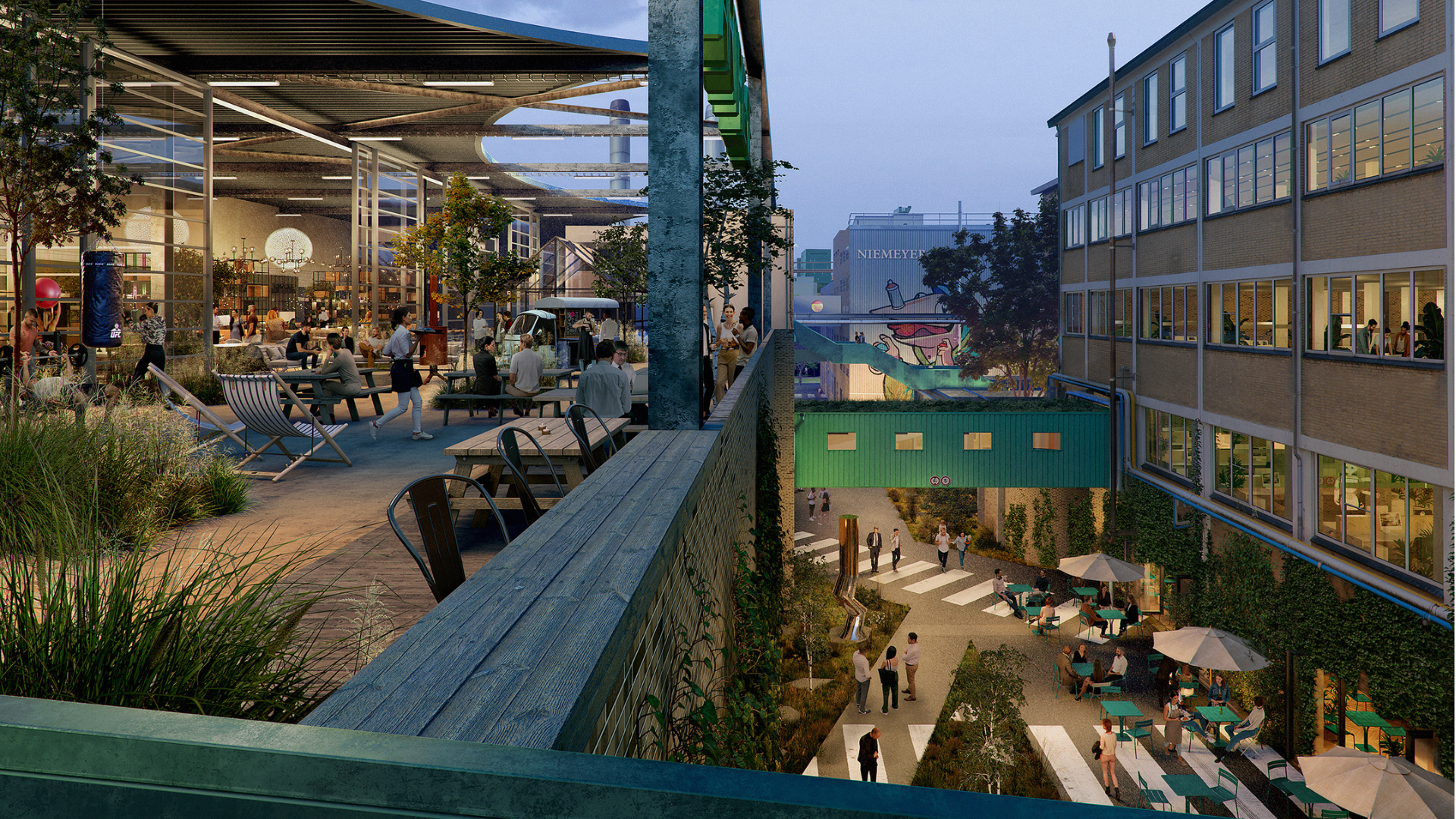 Impressie van het nieuwe Niemeyerterrein. Beeld Absent Matter