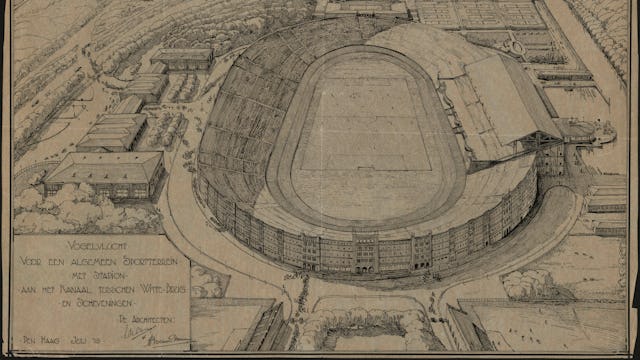 Het ontwerp voor het olympisch stadion in Den Haag, door Samuel de Clercq en Adolf Broese van Groenou. Beeld Nationaal Archief