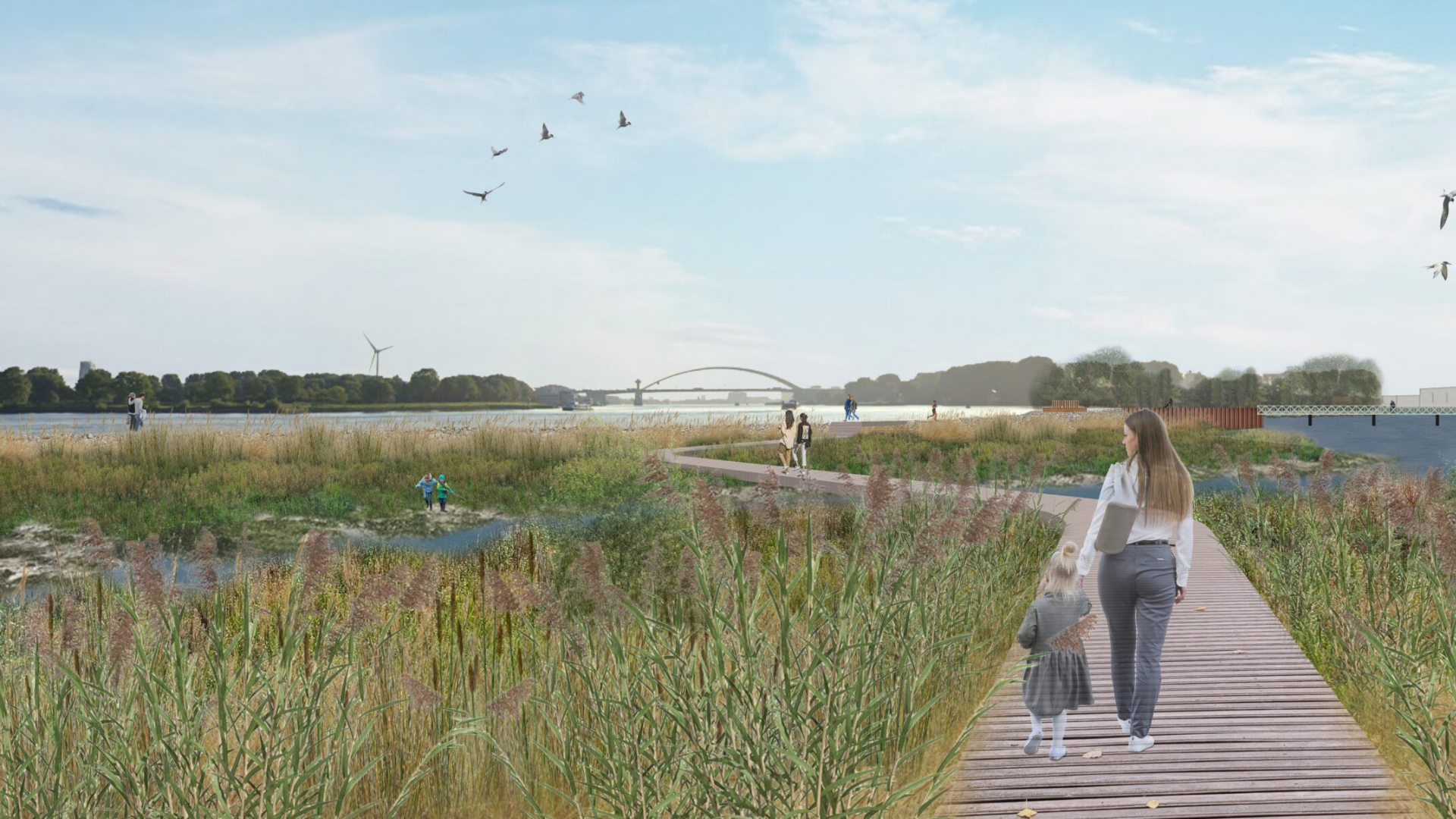 Impressie van het Getijdenpark. Beeld gemeente Rotterdam