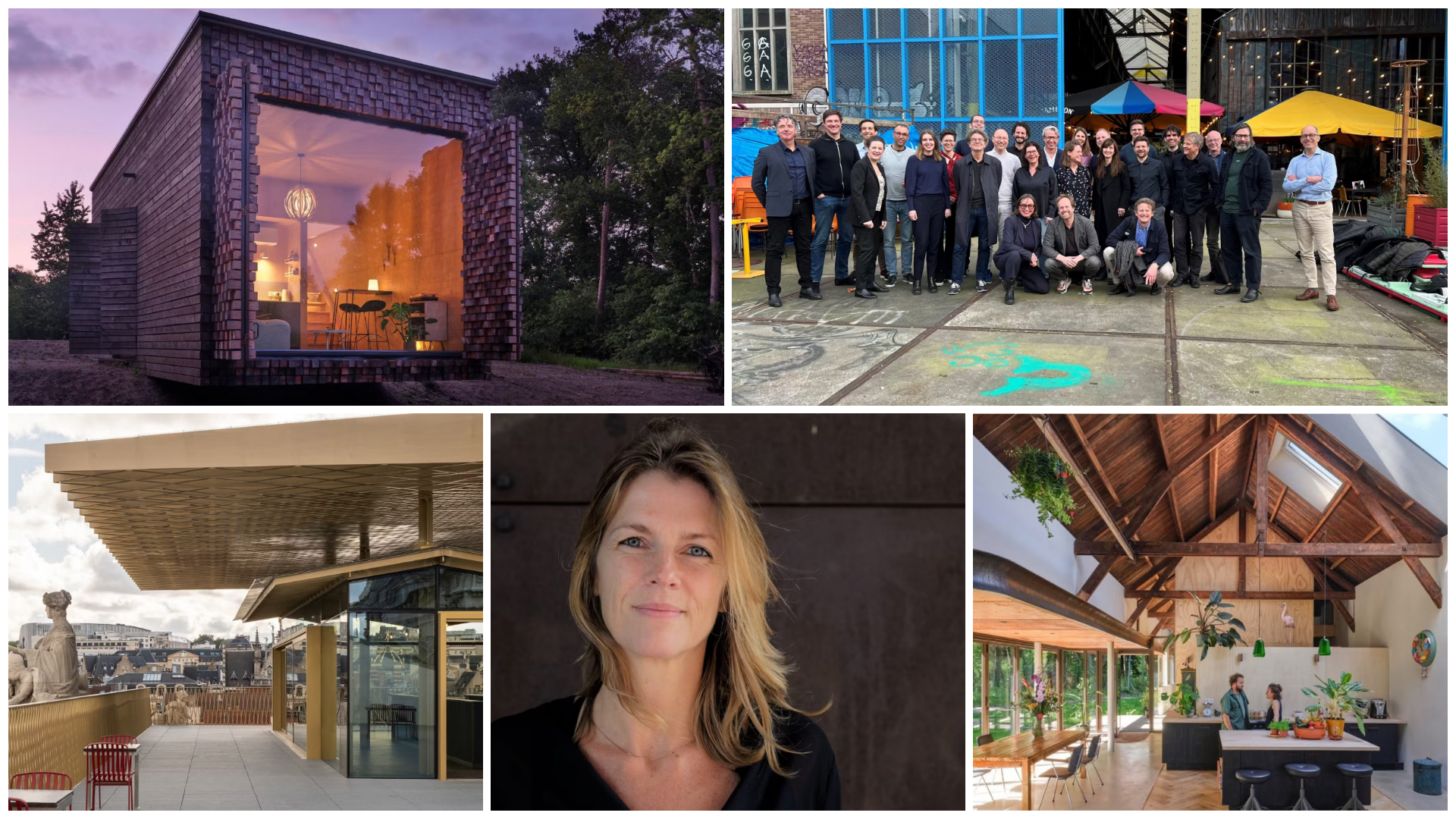 Boven vlnr: Woodstack en Team BNA. Onder Beurs van Brussel, Richelle de Jong en het Eerste Huis van Julie Fuchs