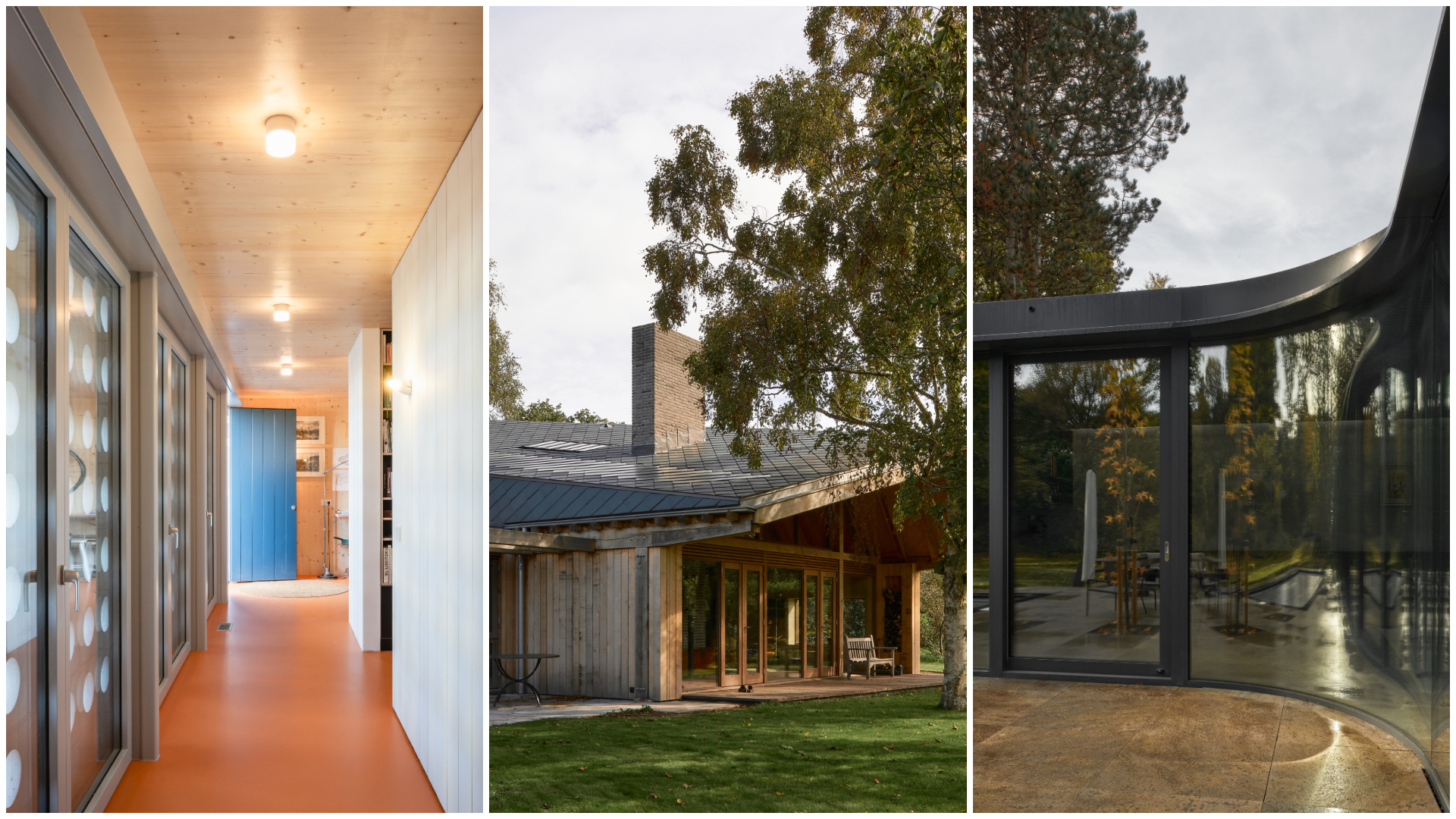 V.l.n.r. Van Asch Van Wijckskade in Utrecht. Beeld Maurice Tjon a Tham, Orchard House door Maartje Lammers, Earthbound, en Namelok. Beeld Max Hart Nibbrig, Villa Aerdenhout. Beeld Max Hart Nibbrig