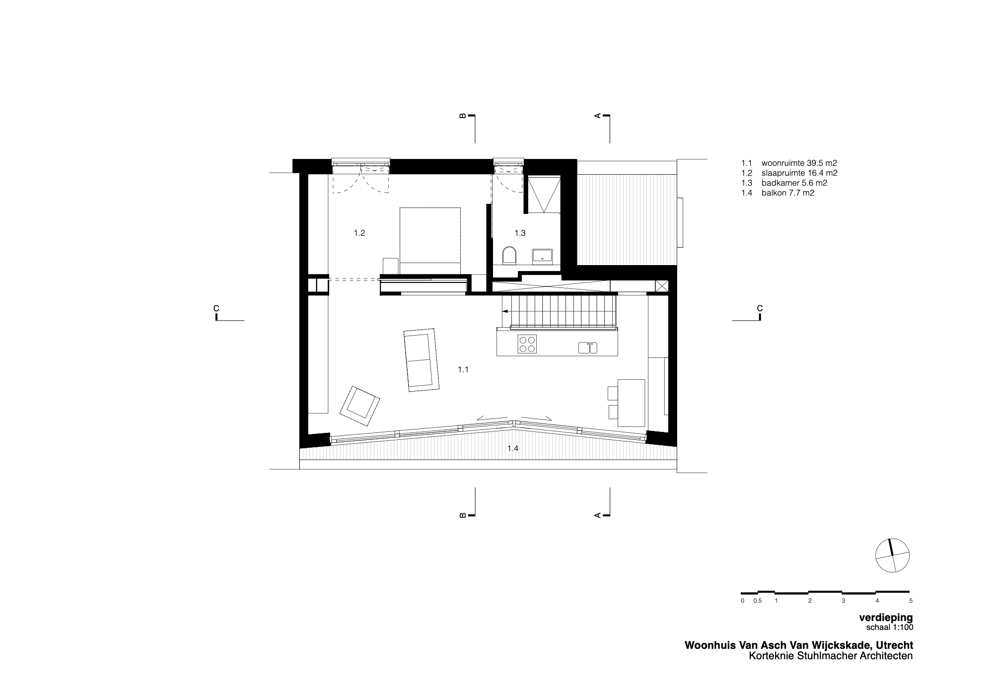 Eerste verdieping met legenda. Beeld Korteknie Stuhlmacher Architecten