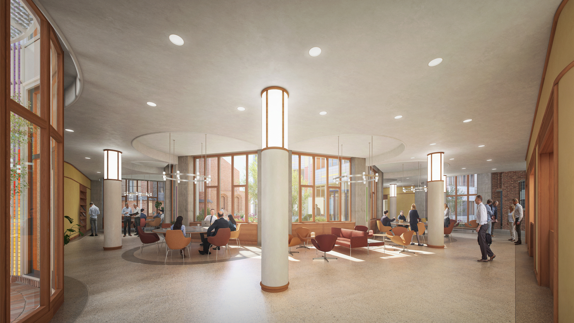 Ontwerp van de foyer in de Rekenkamer door Happel Cornelisse Verhoeven Architecten. Beeld HCVA