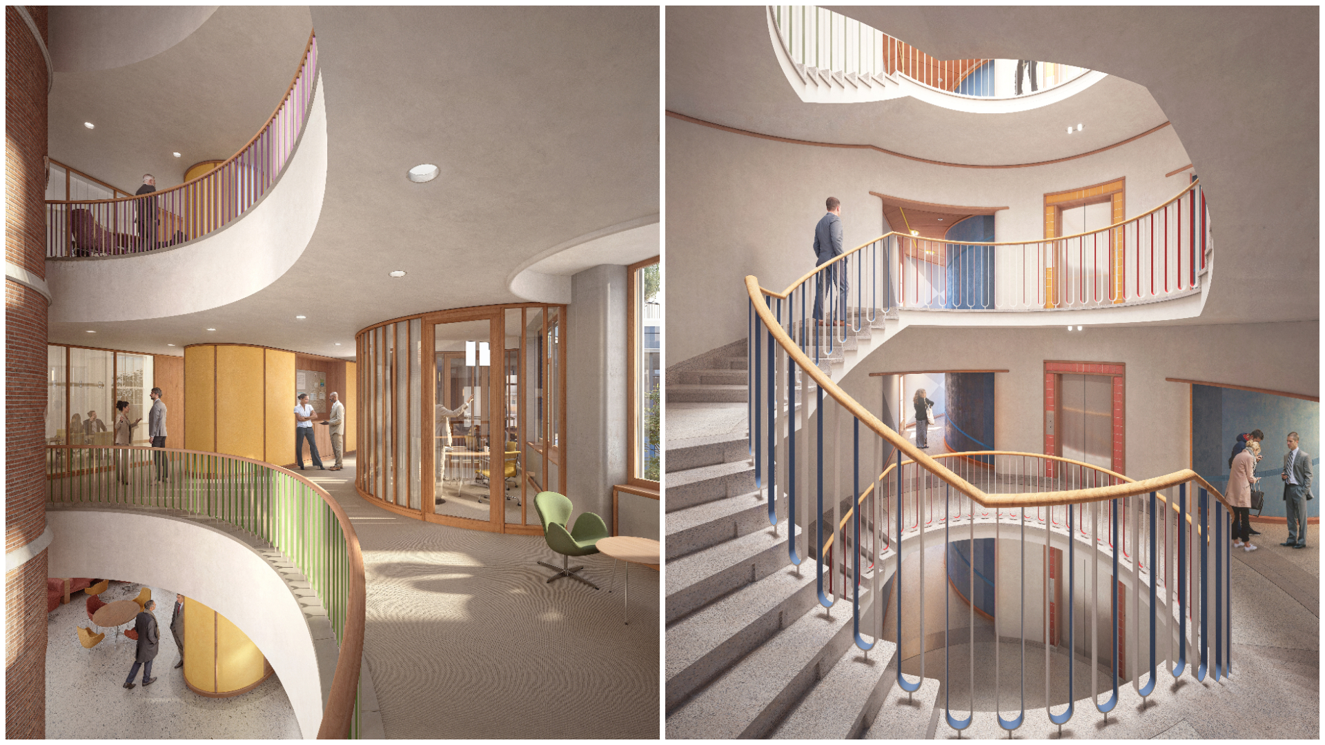 Beelden van het nieuwe interieur van de Algemene Rekenkamer in Den Haag door Happel Cornelisse Verhoeven Architecten. Beeld HCVA