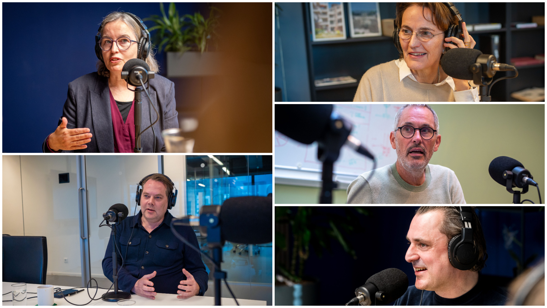 V.l.n.r. Nathalie de Vries, Francine Houben, David Gianotten, Bjarne Mastenbroek. Beeld Hanna Veltman. Rechtsonder Pieter Bedaux. Beeld Mel Boas