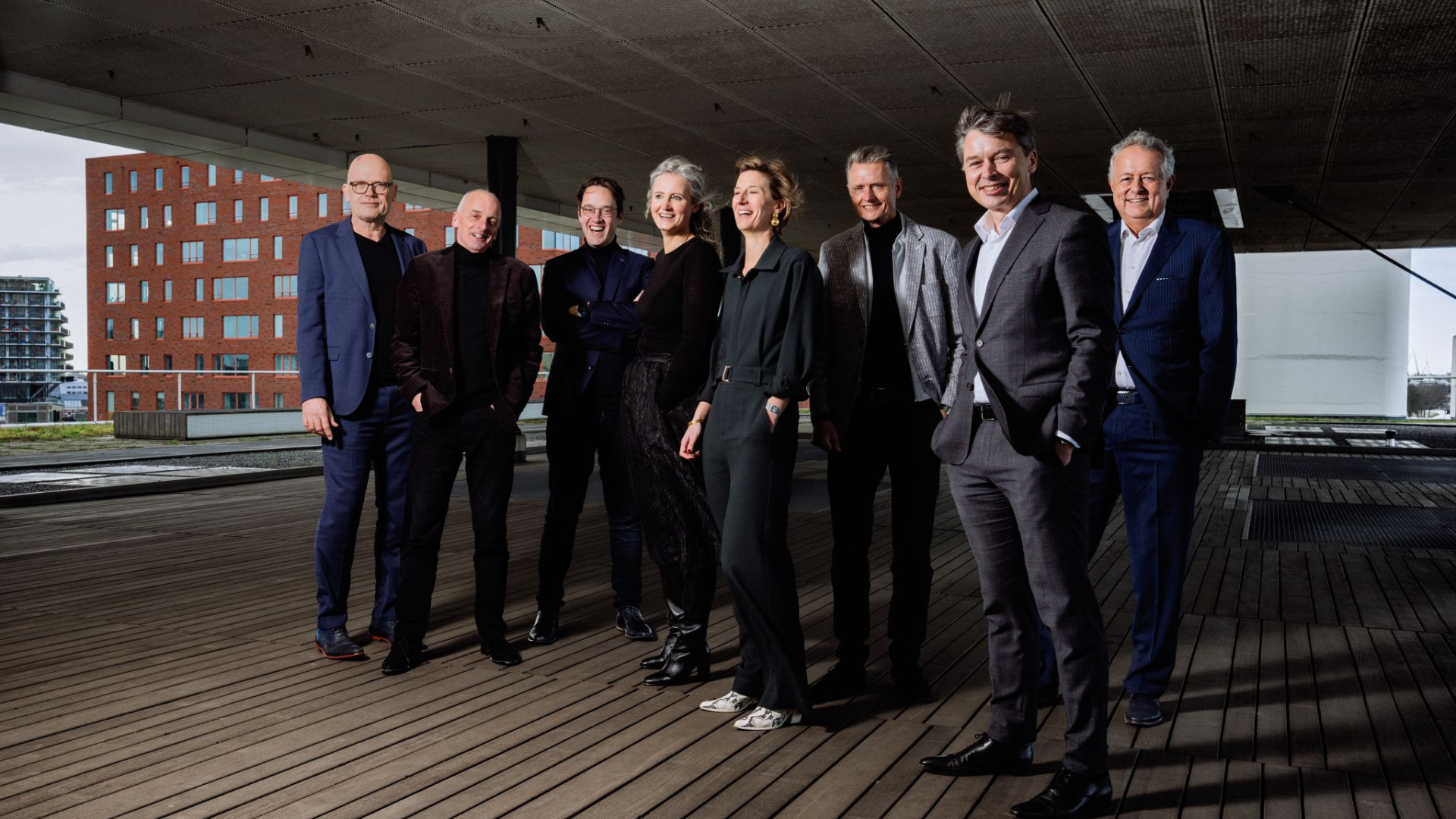 V.l.n.r. Pim IJsendoorn, Roelof Gortemaker, Martjan den Hoed, Femke Feenstra, Ellen Gedopt, Gert-Jan Groeneveld, Maurits Algra, Serge Lefevere. Beeld Federico Castelli