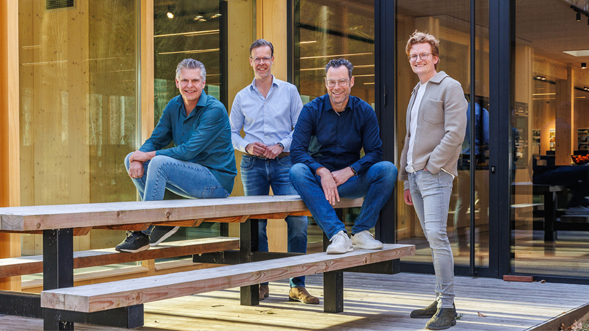 Directieteam MIX architecten. v.l.n.r. Reinier Ubels, Koen Everaars, Jorrit Blom, Silvester Klomp. Beeld MIX architectuur